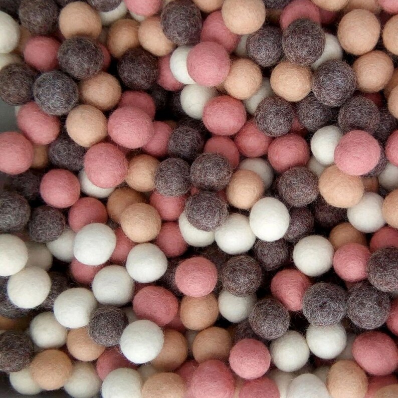 Felt Balls Handmade Felt Balls craft supplies felt beads Nursery decor Wool Felt Balls Felted Balls Pom Poms 2 cm Felt Ball Garland