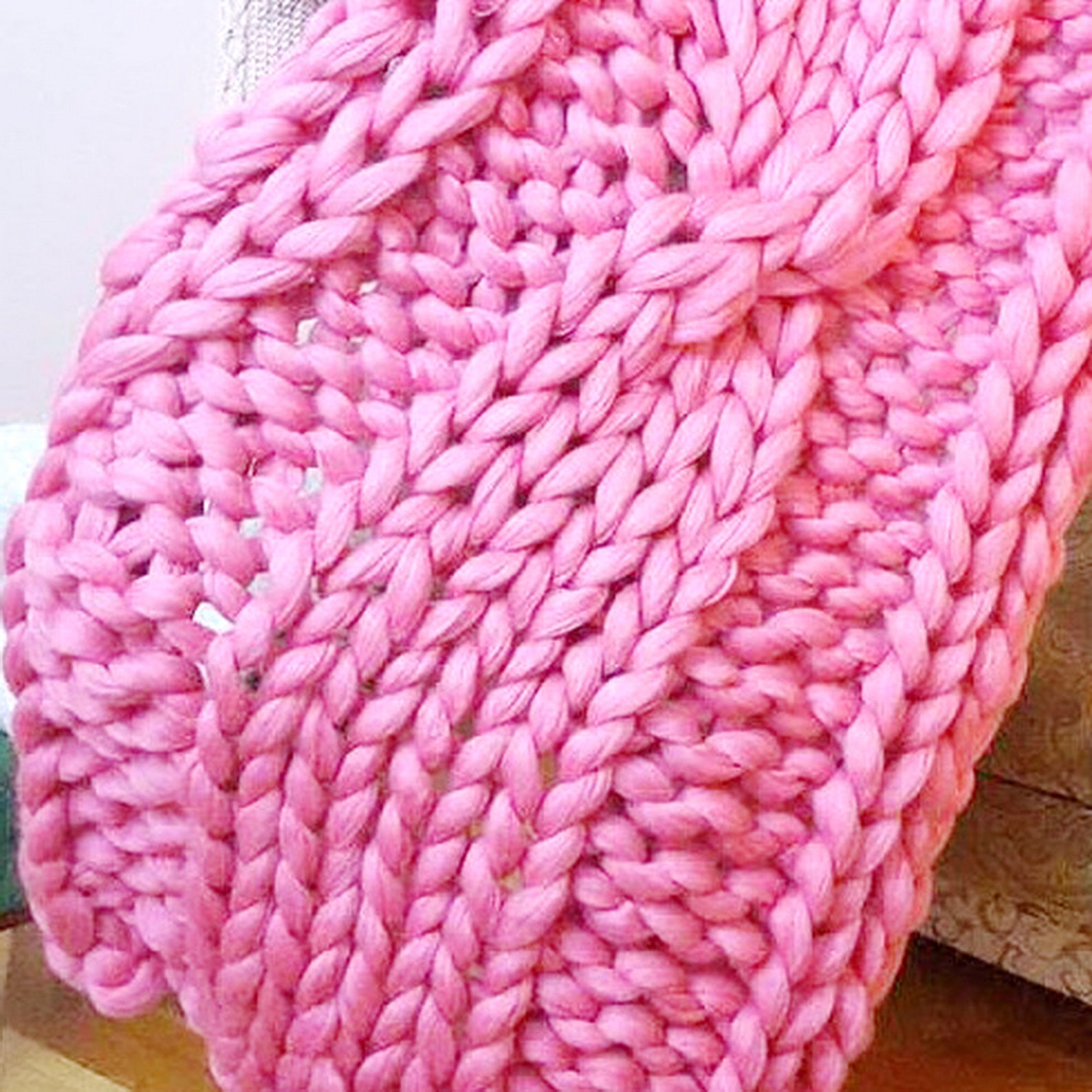 Pink Baby Chunky Knit Blanket Giant Knit Blanket Chunky | Etsy