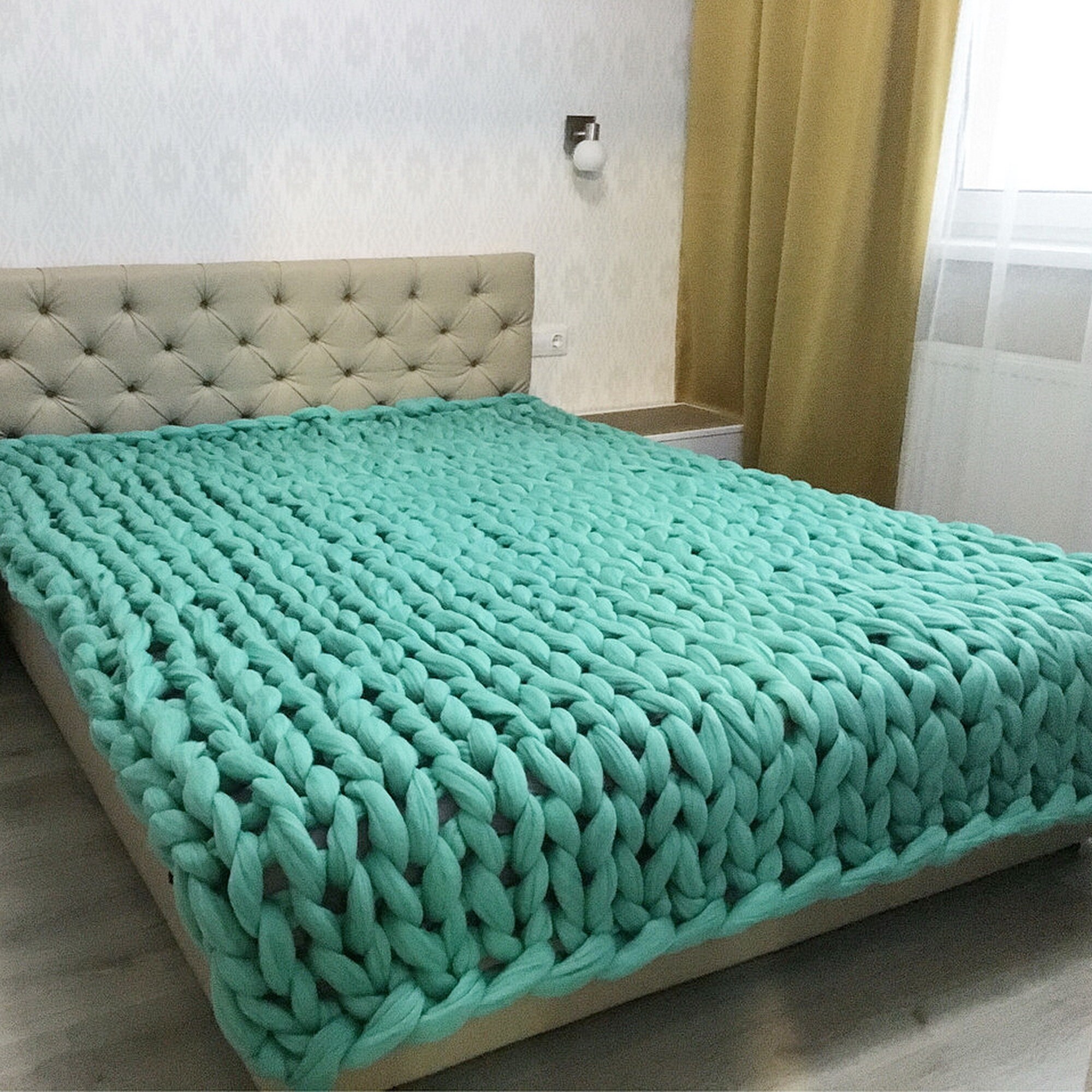 Giant blanket 100 merino wool Chunky knit blanket premium Etsy