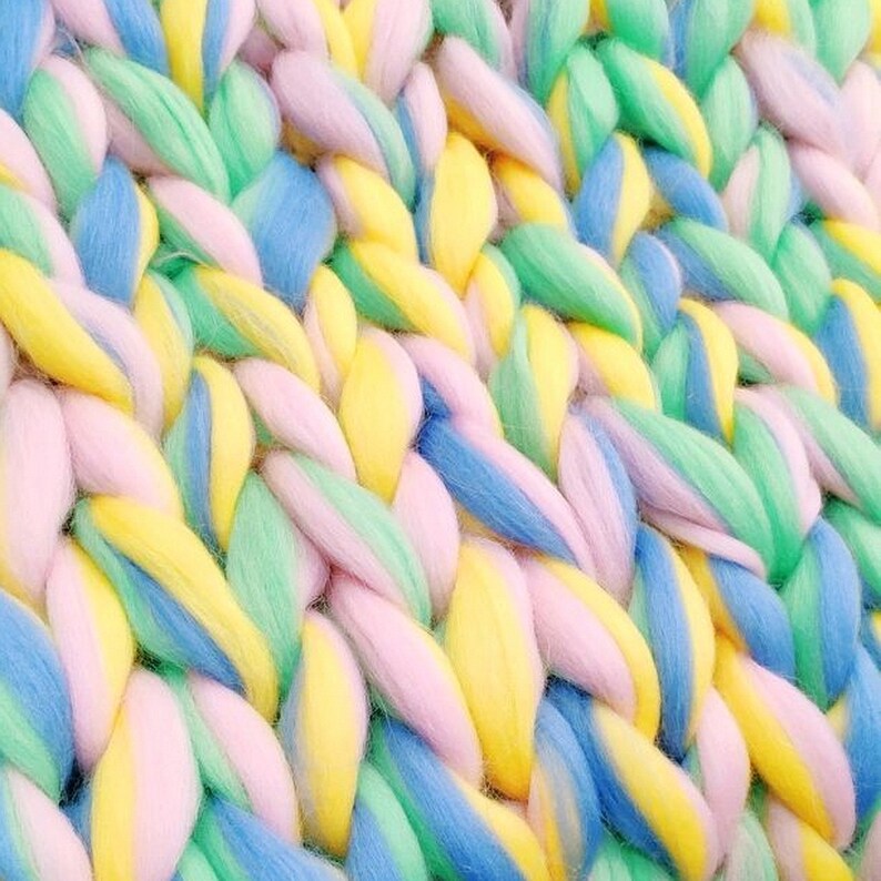 Multi Color Chunky Knit Throw Chunky Knit Blanket Giant Knit Etsy