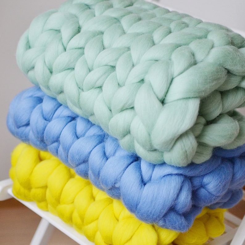 Chunky Knit Blanket Giant Blanket Chunky Knit Throw Thick Yarn Etsy