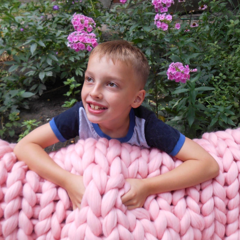 Burnt Orange throw blanket Chunky Knit Blanket Giant knit Etsy