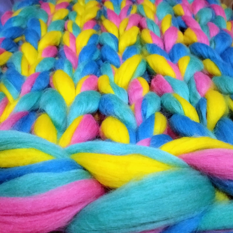 Multicolor Chunky knit throw rainbow Chunky Knit Blanket Giant Etsy