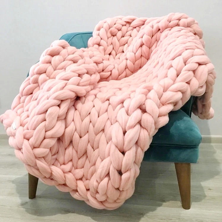 Premium quality thick knit blanket Chunky knit throw Chunky Etsy