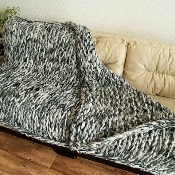 Chunky Knit Blanket Giant Yarn Blanket Giant Knit Blanket Etsy