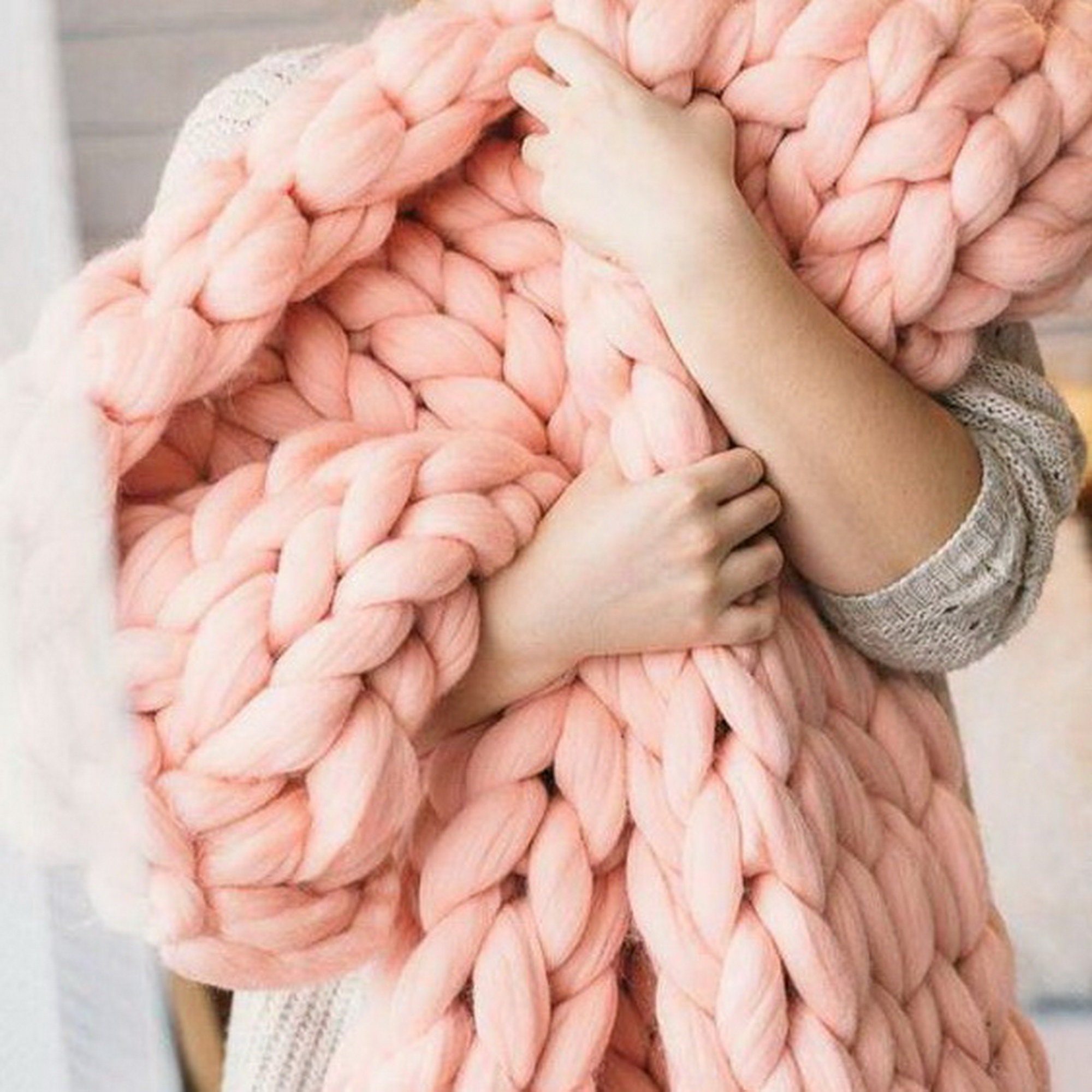 Beige Giant blanket 100 merino wool Chunky Knit Blanket Giant Etsy