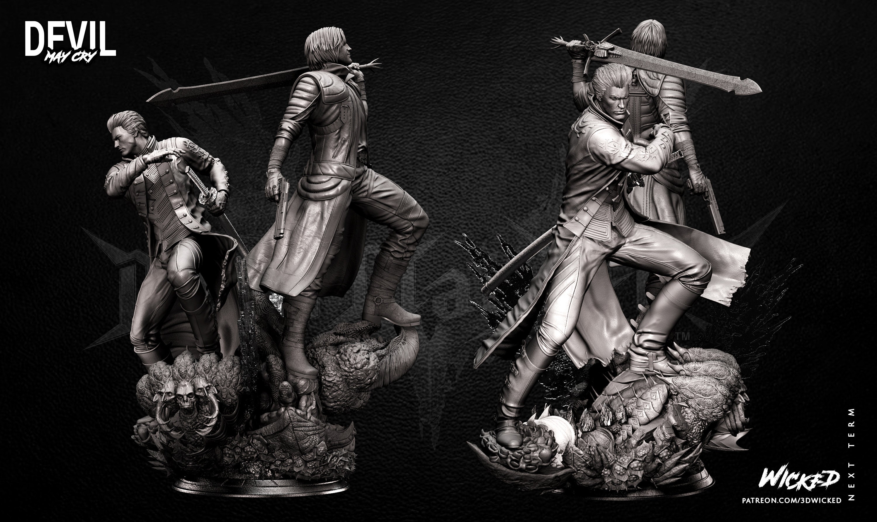 devil may cry 3 jackpot statue dante and vergil busts for 3d prinitng 3D  Print Model in Man 3DExport