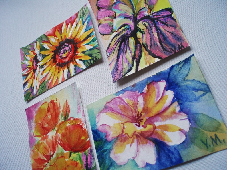 ACEO California Poppy Painting Golden Poppy Original Art Yellow Poppy Watercolor Miniature Small Painting 2.5 by 3.5 inches