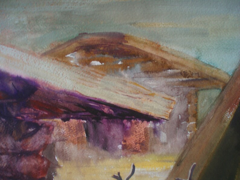 Inuit House Painting Original Art Caribou Watercolor Artwork Alaska Painting Canada Art 12 by 16 inches