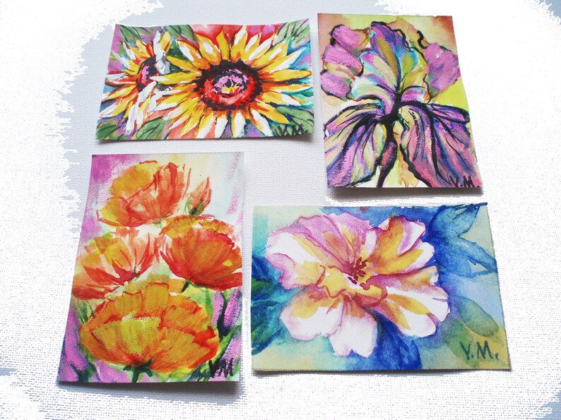 ACEO California Poppy Painting Golden Poppy Original Art Yellow Poppy Watercolor Miniature Small Painting 2.5 by 3.5 inches