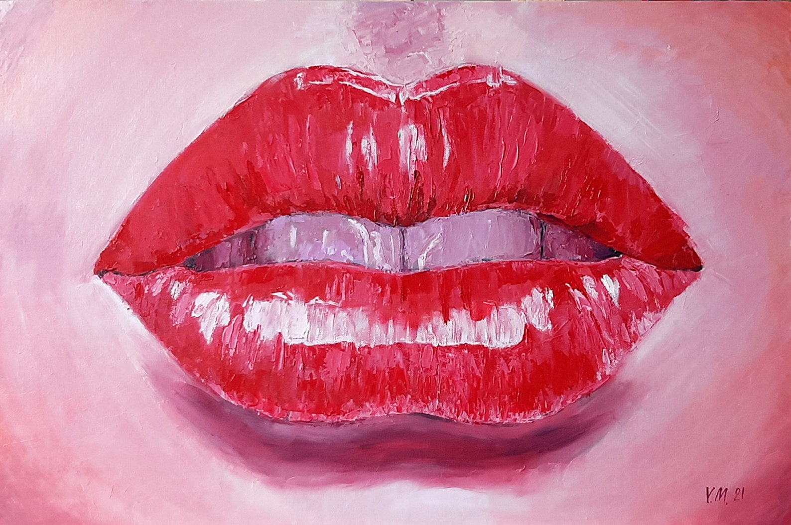 Lips Painting Original Art Oil on Canvas Erotic Artwork Etsy