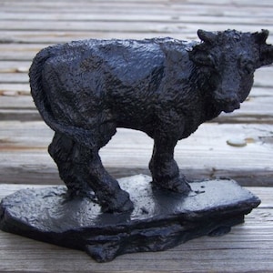 Handcrafted Cow on Base Made from Coal in Kentucky