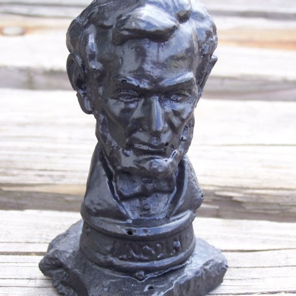 Handcrafted  Abraham Lincoln Bust Made from Coal By Kentucky Artisans Medium Size