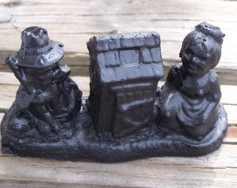 Handcrafted Hillbillies with Outhouse Made from Coal By Kentucky Artisans