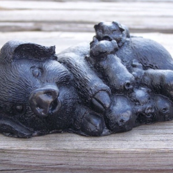 Handcrafted Pig with Babies Made from Coal in Kentucky