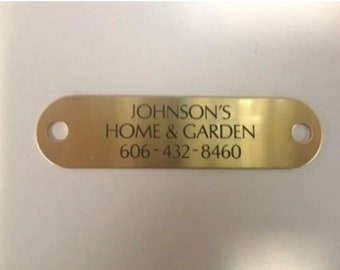 Solid Brass Custom Diamond Engraved 3" X 3/4" Nameplate with rivets.