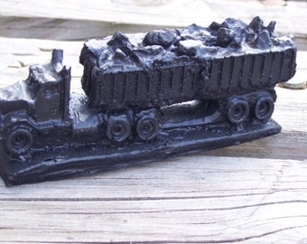 Handcrafted Semi Tractor Trailer Coal Truck Made from Coal in Kentucky
