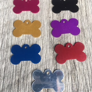 Personalized Diamond engraved large metal bone pet ID 2 side engraving