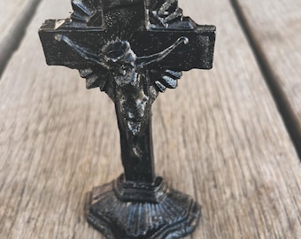 Standing Crucifix  Handcrafted from Coal by Kentucky Artisans