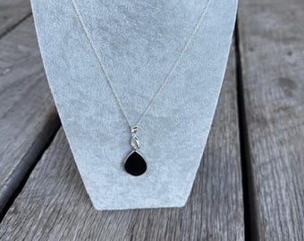 Handcrafted by Kentucky Artisans Bituminous Coal-Filled Silver Teardrop Pendant Necklace