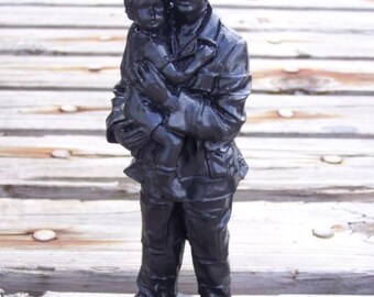 Handcrafted Fireman Made from Coal in Kentucky