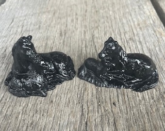 Handcrafted horse with baby set of 2 made from coal by Kentucky Artisans