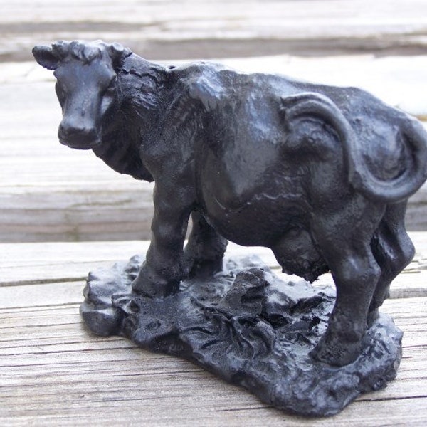 Handcrafted Small Cow Made from Coal in Kentucky