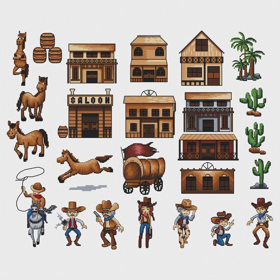 Western cowboy Cross Stitch Pattern Keeper PDF Compatible DMC Etsy