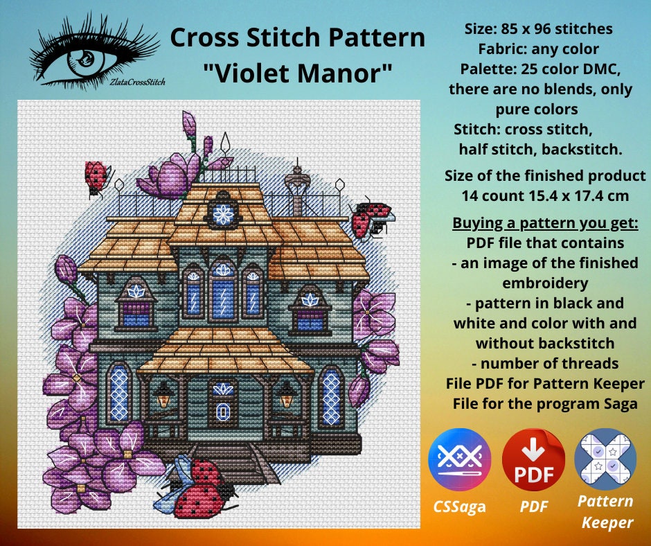House Cross Stitch Pattern Keeper PDF Compatible DMC Saga Etsy