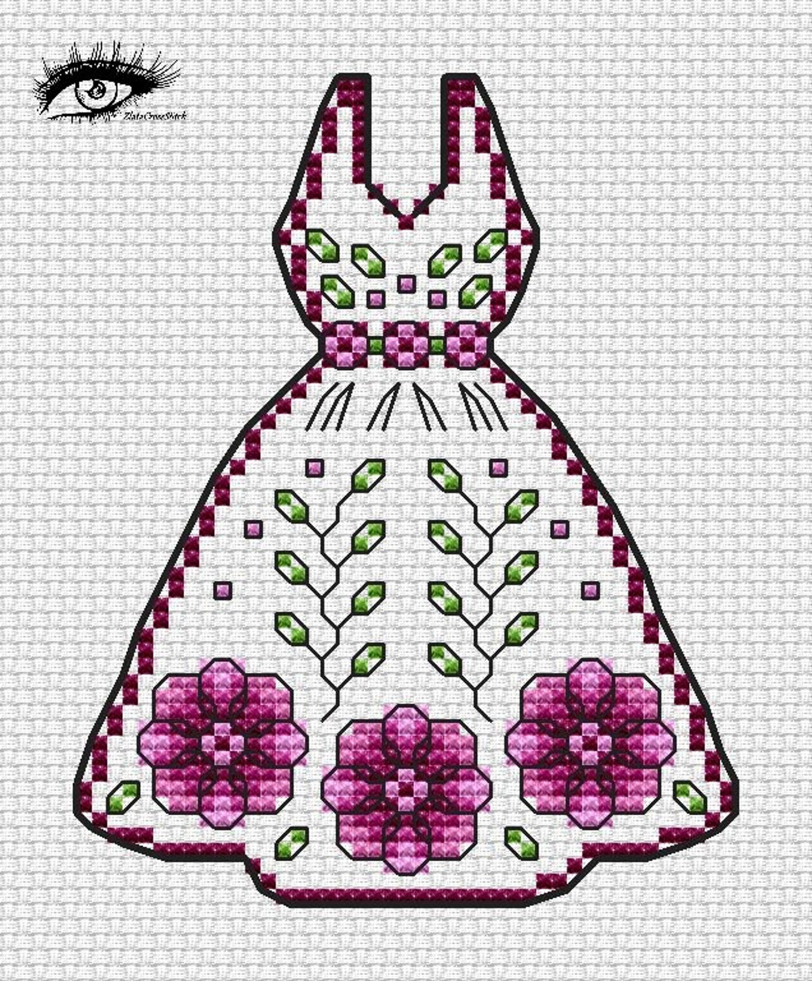 Dress Cross stitch pattern PDF saga fashion Counted Chart Etsy