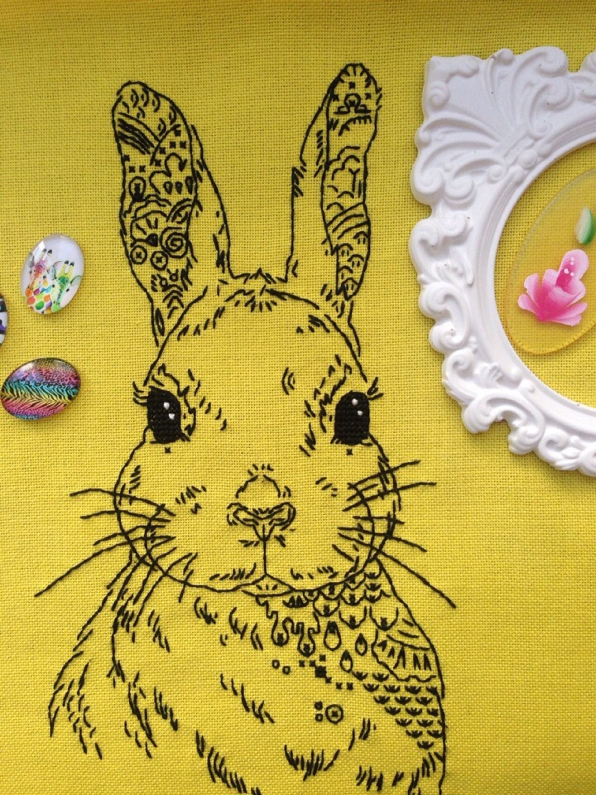 Rabbit blackwork chart PDF saga hare blackwork embroidery | Etsy