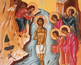 Orthodox Icons, Botezul Domnului sau Epifania, The Baptism of Jesus or the Epiphany