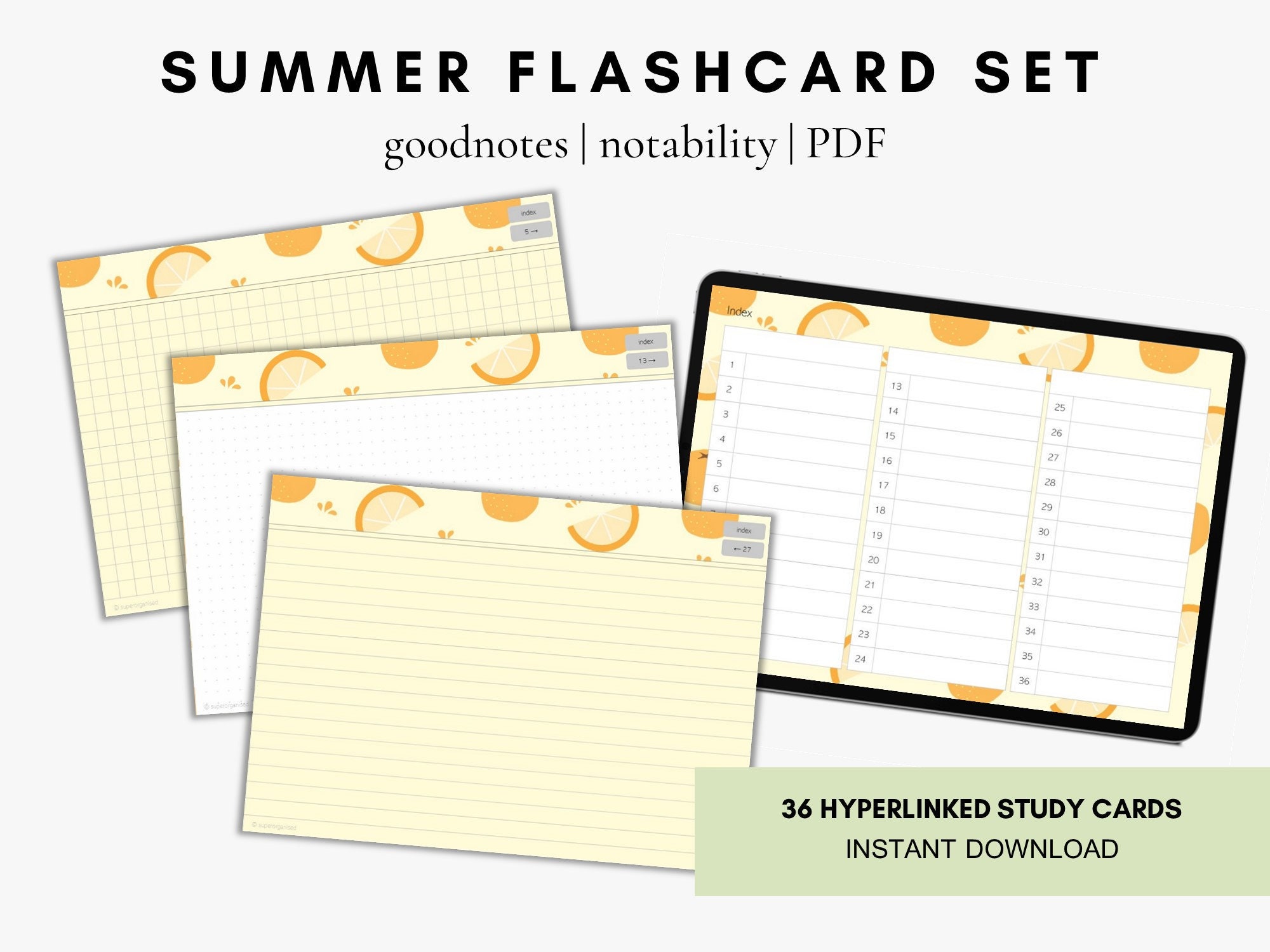 Digital Flashcards Studycards Writing Template Etsy