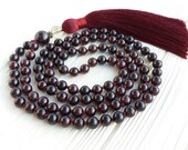 Garnet mala beads Hand knotted mala necklace Buddhist prayer beads Japa mala 108