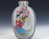 Chinese antique old Beijing glass handmade Inner painting frosted snuff bottle