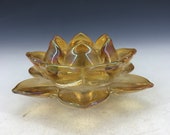 Chinese antique old Beijing glass handmade Lotus shape incense light