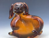 Chinese antique old Beijing glass handmade Dog shape home decoration