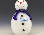 Chinese antique old Beijing glass handmade snowman snuff bottle
