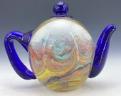 Chinese antique old Beijing glass handmade Teapot shape home decor