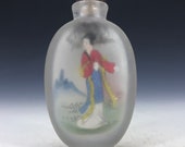Chinese antique old Beijing glass handmade Inner painting frosted snuff bottle