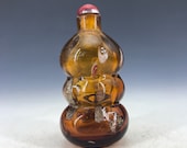 Chinese antique old Beijing glass handmade Gourd shape snuff bottle