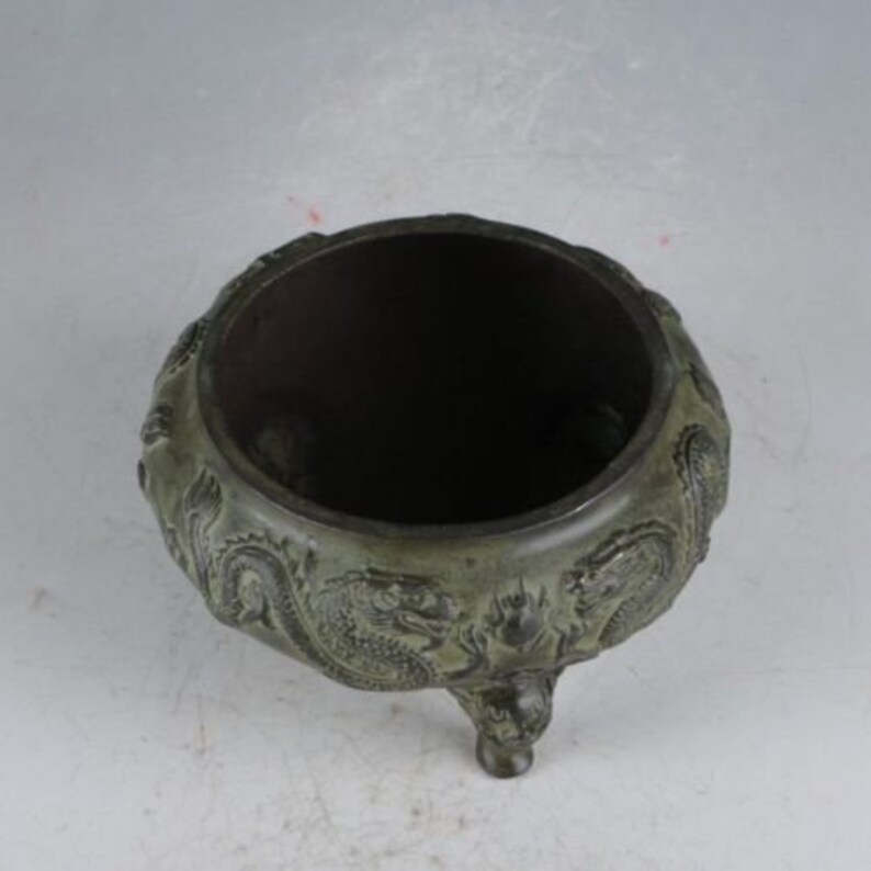 Chinese Rare Bronze Dragon Incense Burner Made Etsy