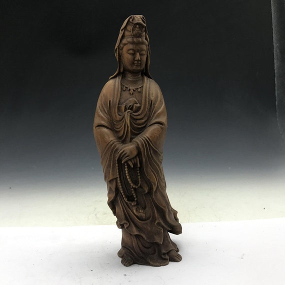Chinese old collection handwork bronze Guanyin Bodhisattva pocket statue