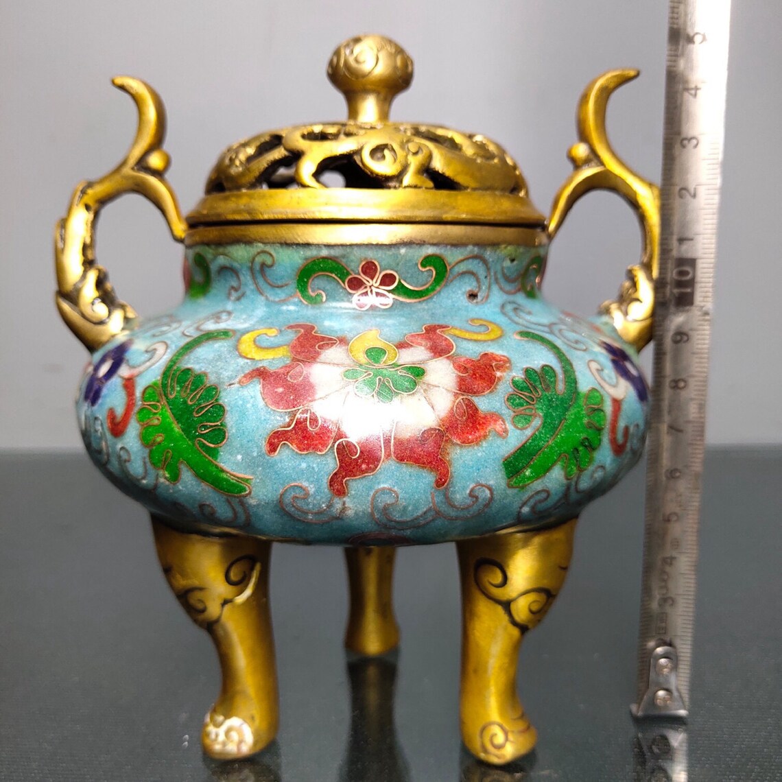 Old pure copper cloisonne hand made wire pinched enamel Etsy