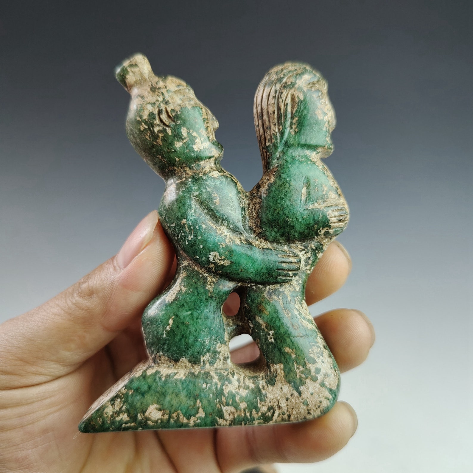 Chinese antique handcarved jade statues of male and female Etsy