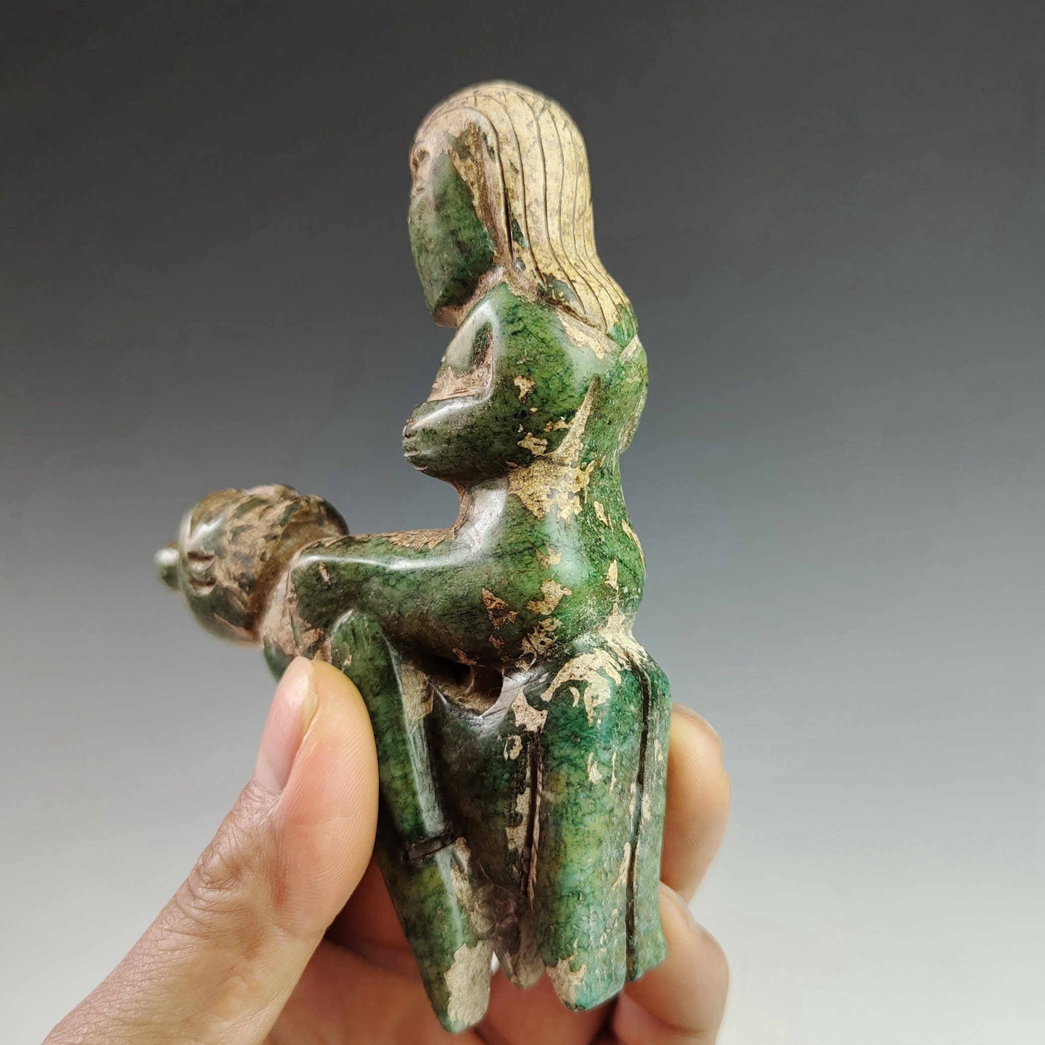Chinese antique handcarved jade statues of male and female Etsy