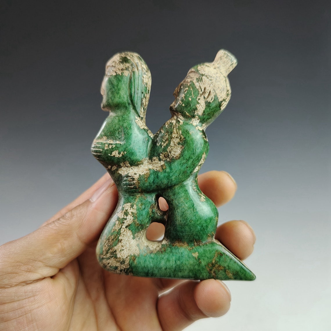 Chinese antique handcarved jade statues of male and female Etsy