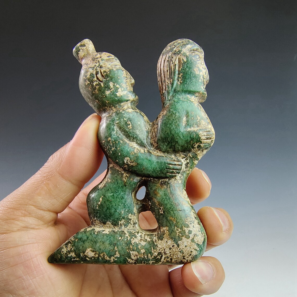 Chinese antique handcarved jade statues of male and female Etsy