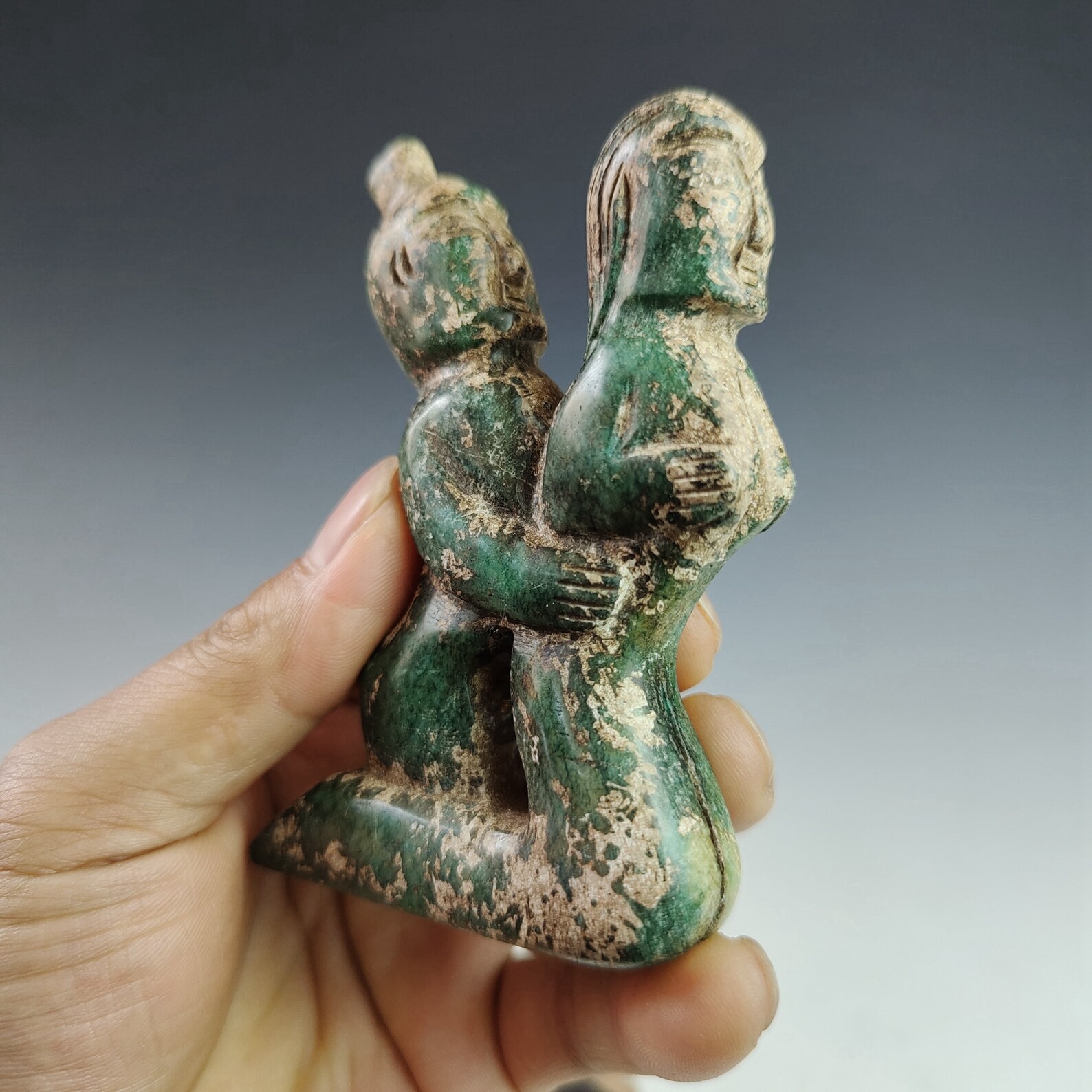 Chinese antique handcarved jade statues of male and female Etsy