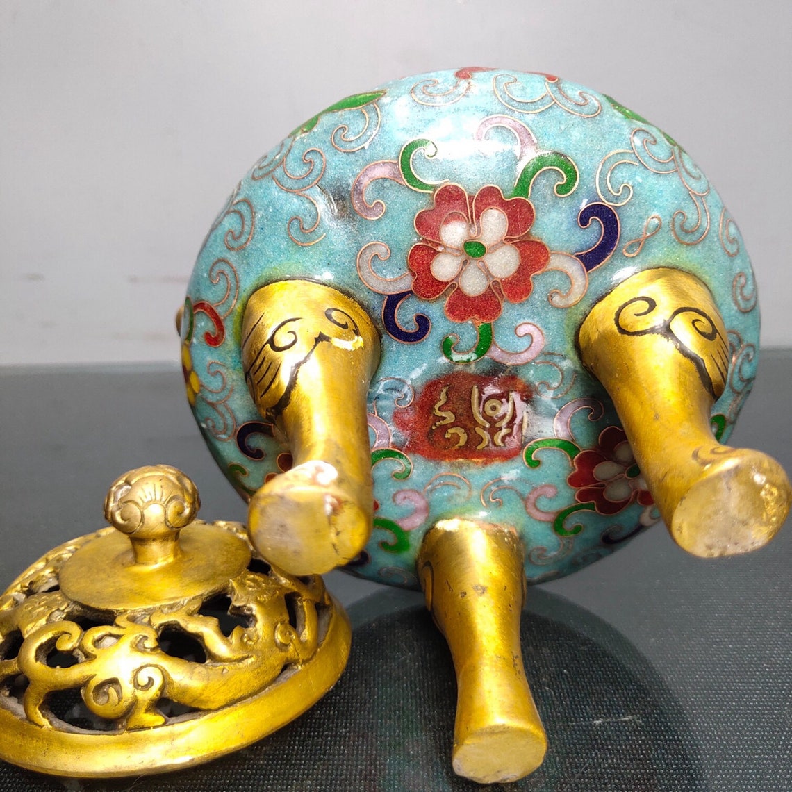 Old pure copper cloisonne hand made wire pinched enamel Etsy